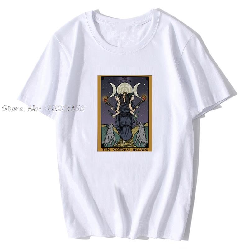 Triple Moon Goddess Hecate Witch Tarot Card Tshirt Hekate Statue Witchcraft Gift T Shirt Print Unisex Cotton Tshirt Tee Streetwear
