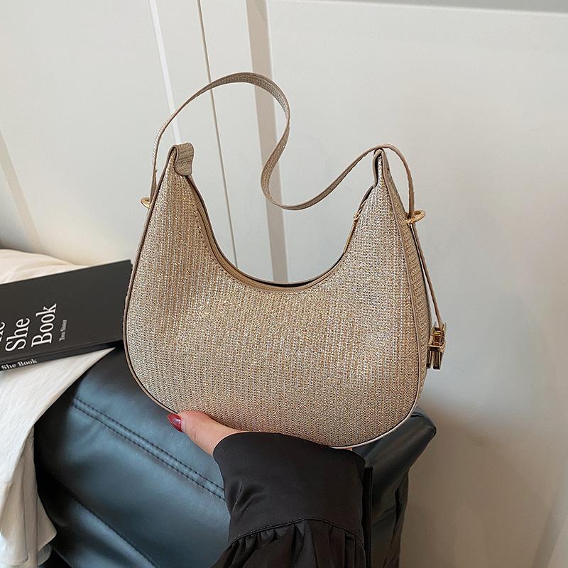 Textured New Product Temperament Simple New Summer Shiny New Foreign Style Underarm Shoulder Bag Trendy Dumpling Bag