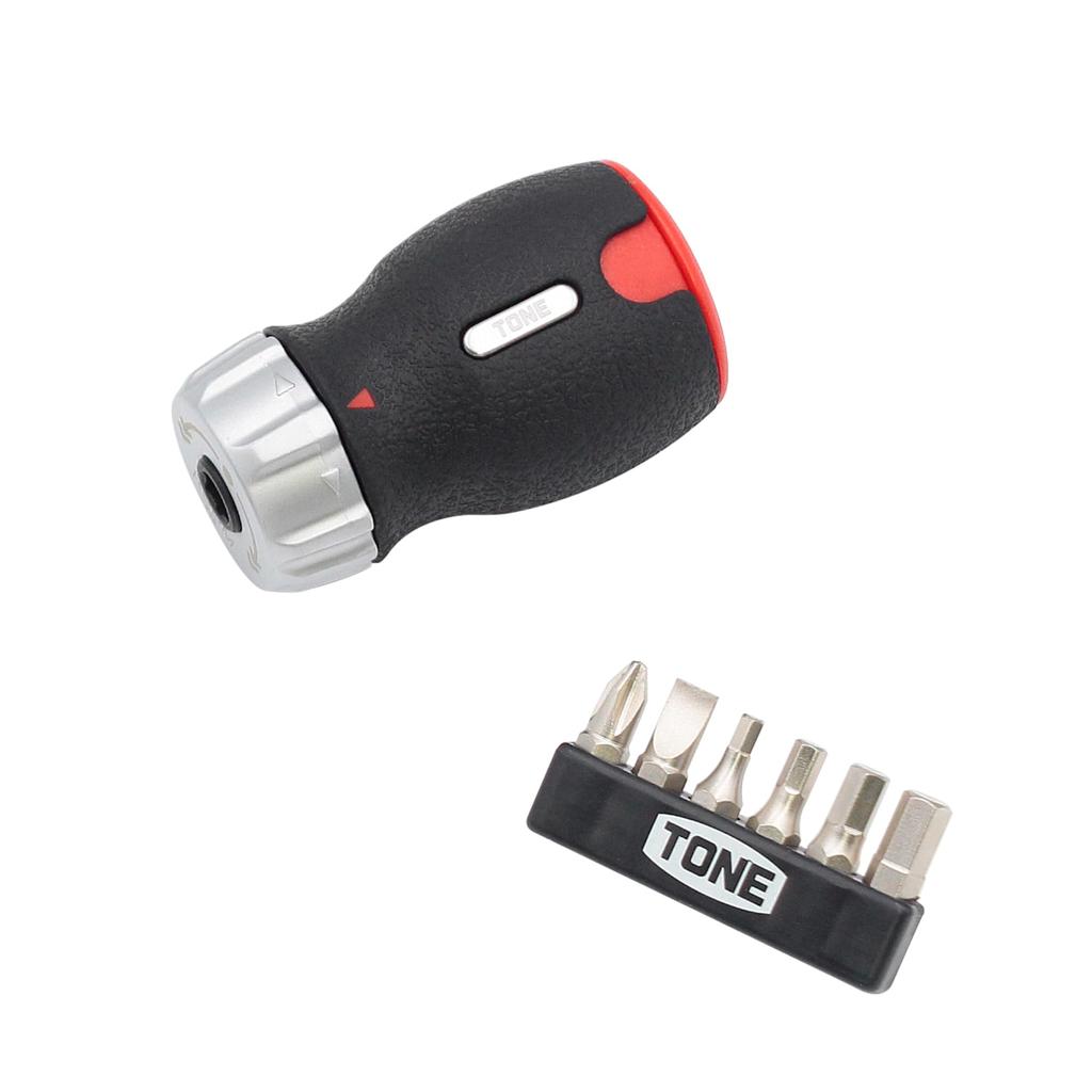 TONE Jeu de tournevis courts à cliquet avec chargeur RSDM6S Largeur de l'embout sur les plats Contenu 7 éléments 6,35 mm