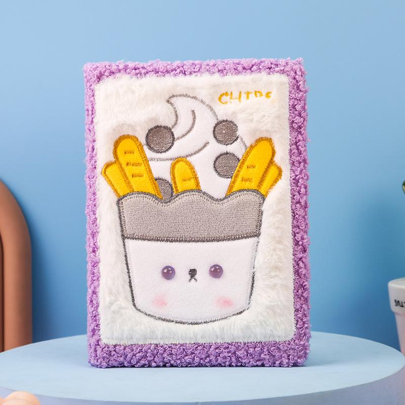 

112 листов, детские тетради с рисунком мороженого, милый плюшевый блокнот, студенческий дневник B6, подарочная книга для девочек фиолетовый