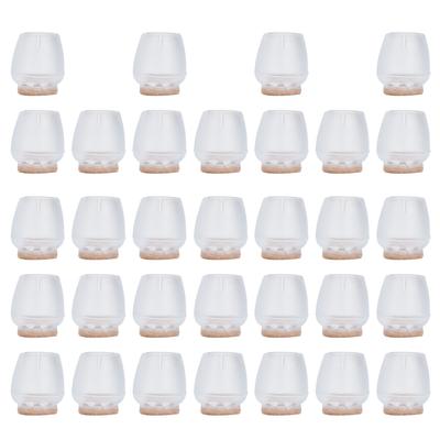 32Pcs Non Slip Furniture Leg Cover Mute Silicone Tables Chairs Leg Caps Floor Protector Transparent