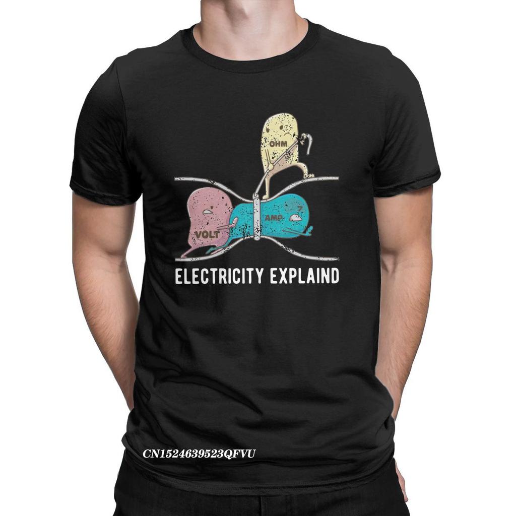 Electricity Explained Ohm Volt Amp Physics Nerd Tee Shirt For Men Ohm's Law Vintage Pure Cotton Tees Tops T Shirts Classic Tops