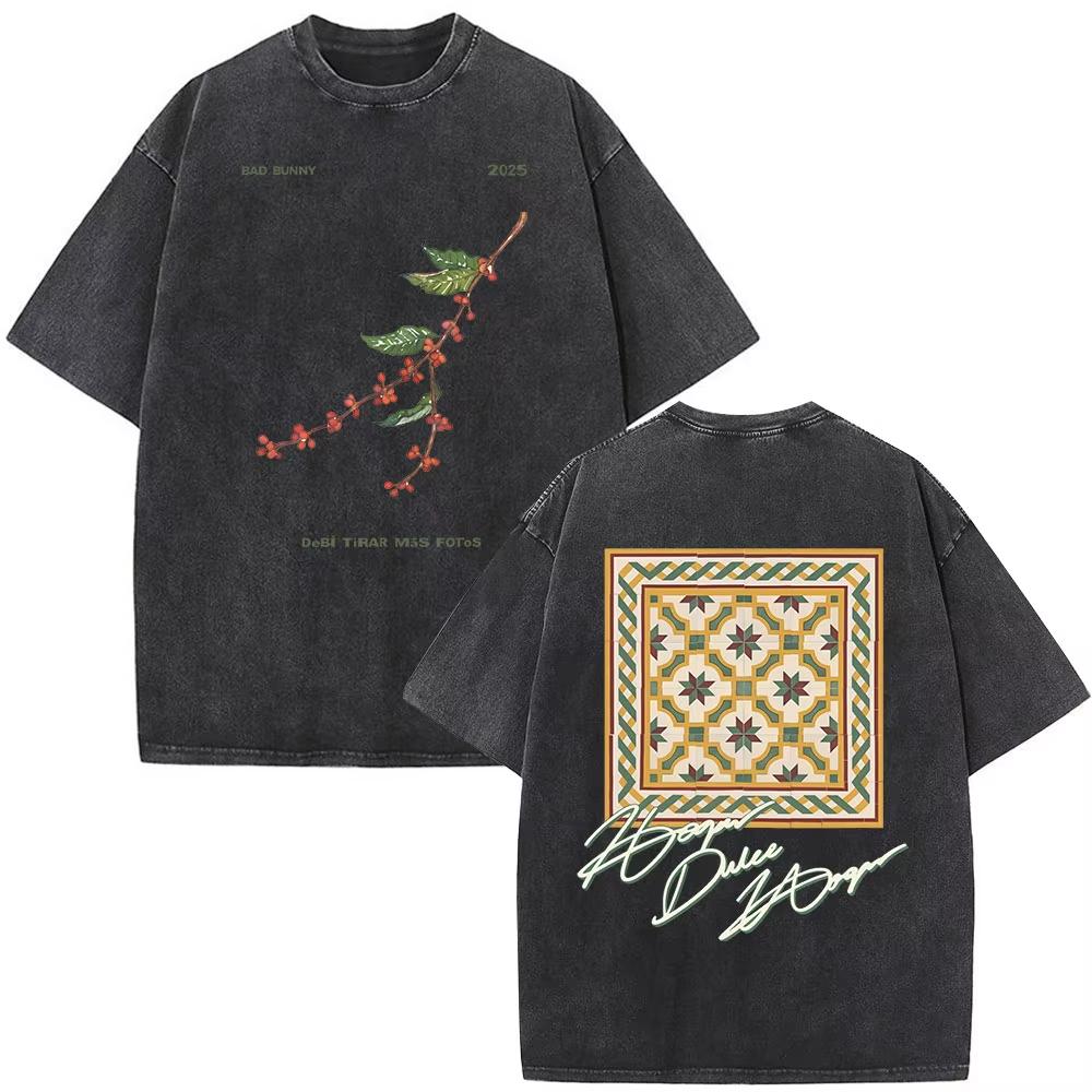 Washed Vintage Bad Bunny DTMF Residencia En El Choli Merch TShirts Debi Tirar Mas Fotos Tshirt Mens Hip Hop Oversized Tshirts