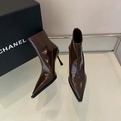 Vysoce kvalitní dámské boty Zadní zip Moderní kozačky Dámská móda Stiletto Moderní kozačky Dámské Sexy špičaté kozačky do půli lýtka