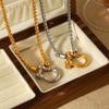 Einzigartiger Schmuck Color-Block Edelstahl Karabiner Anhänger Halskette Nische Leichter Luxus Choker Titanstahl Halskette