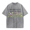 Cotton Washed T-Shirts Butterflies And Flowers Taylor Lyrics Letter Printed Tees O-Neck Loose Distressed Street Clothes