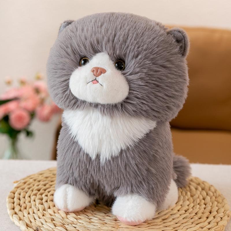 Adorable Short-Eared Cat Plush Toy - Soft Cuddly Doll for Kids and Cat Lovers
