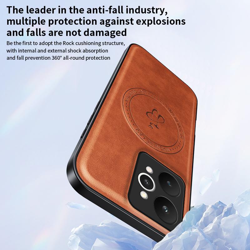 Wireless Charging Magnetic Case for Realme 15 Pro 5G Protective Cover PU Leather Hard Back Shell Coque Funda