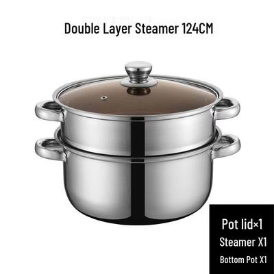 Wutuo 24CM doppelwandiger Dampfgarer aus Edelstahl