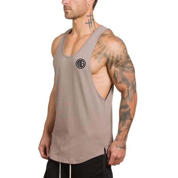 

Korean Style Men s Bodybuilding Sleeveless Fitness Muscle T-Shirt L хаки