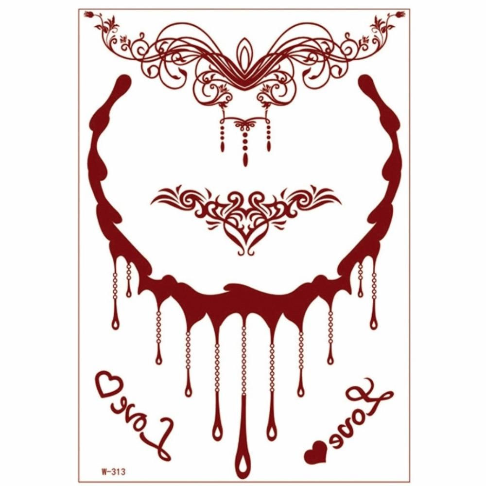 Lace Fake Tattoo Henna Tattoo Stickers Legs Arm Red Henna Tattoo Decals Temporary Tattoo  Girls
