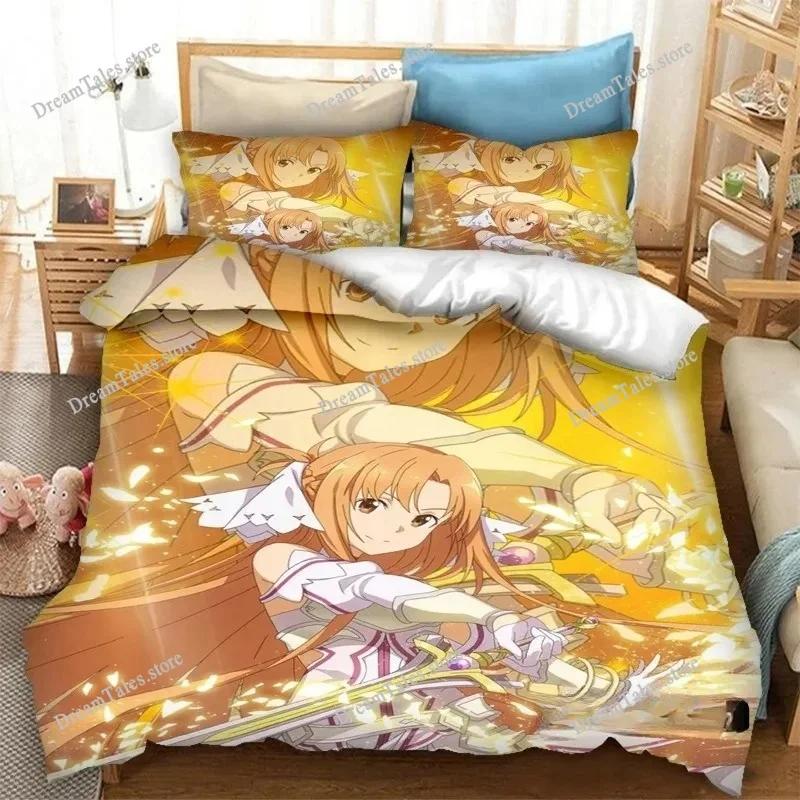 New SAO Yuuki Asuna Bedding Set Single Twin Full Queen King Size Bed Set Adult Kid Bedroom Duvet Cover Sets 3D Print Game Anime