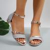 Women Sandals  Casual Shoes Women's Open Toe Summer Gold Shoes Square Female Ankle Strap Low Heels Footwear Woman