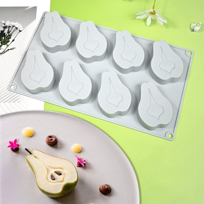 Silicone 8 Cavity Fruit Shape Mousse Cake Mold Set High Temperatures Resistant Dessert Mould Practical Baking Tool