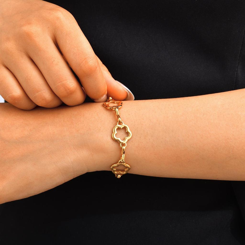 Xiaomi Vnox Elegant Hollow Five Flowers Necklace Bracelet, Stainless Steel Waterproof Jewelry Set, Statement Gift nFor Women Girls