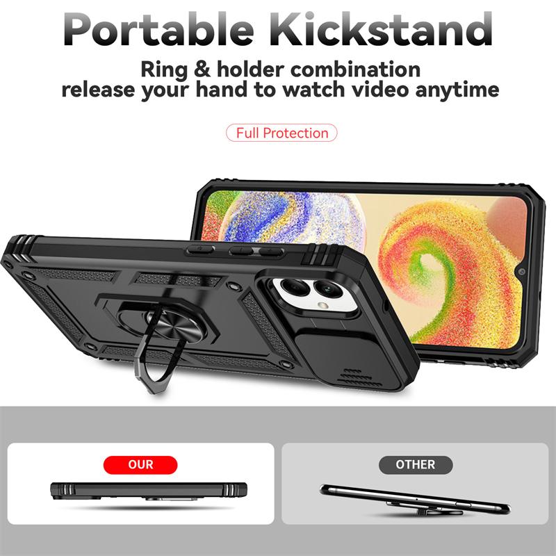 Para Samsung Galaxy A05 2023 Capa Magnética Suporte de Anel de Carro Capa de Telefone para Samsung A05 A 05 SM-A055M Lente Deslizante Armadura Capa Traseira