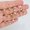 1Piece Fashion L Shaped Dangle Nose Studs Piercing 20G Stainless Steel Flower Moon Tassels Zircon Nostril Screw Piercing Jewelry