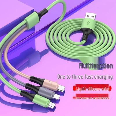 1.2M Multi-Device Liquid Silicone Charging Cable: Compatible with Apple, Android, and TYPE-C.