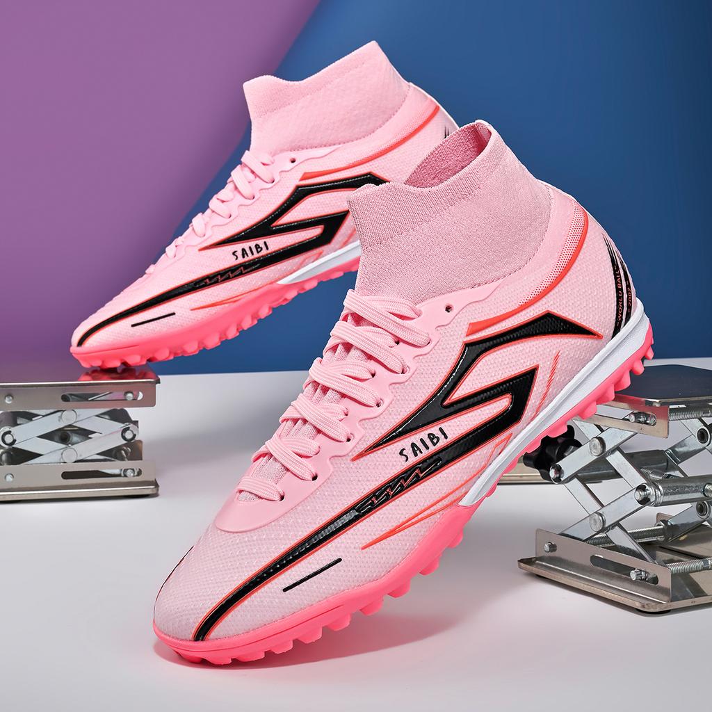 TF Soccer Cleats Children Boys Girls PU Fabric Upper Rubber Sole Non-slip Wear-resistant Training Shoes