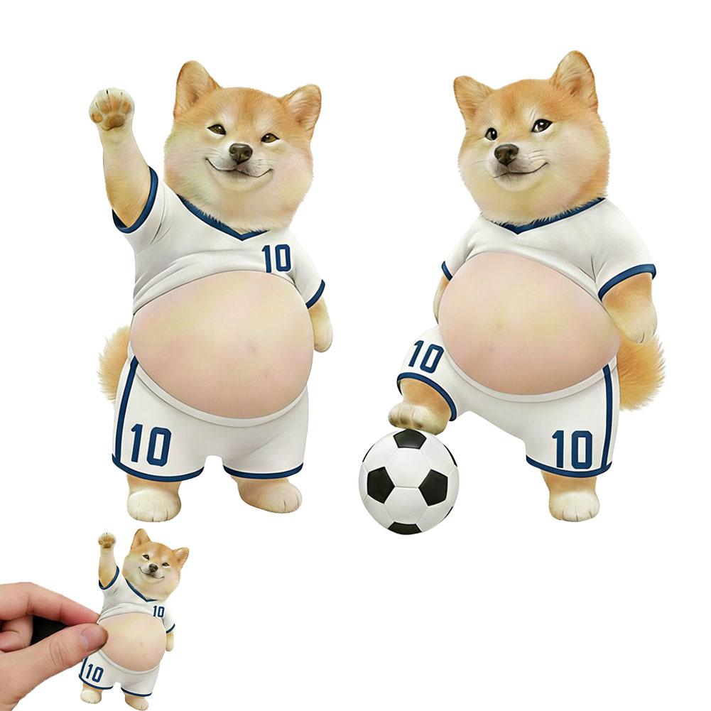 2Pcs 3D Shiba Inu Dog Belly Pinching Stickers Creative Cartoon Stress Relief Stickers Decoration For Phone Notebook Gifts
