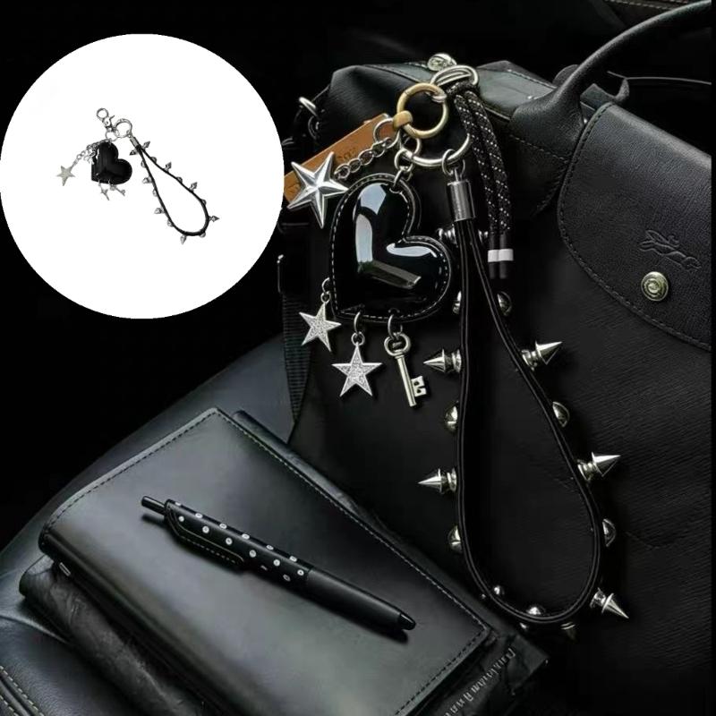 Stylish PU Leather Rivet Keychain With Metal Beads And Studs For Bags Phones Or Backpack Hanging Accessories