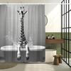 The Cute Giraffe Is Sitting In The Bathtub And Taking A Bath Animals Wildlife Vintage Fabric Bathroom Decorative Curtain