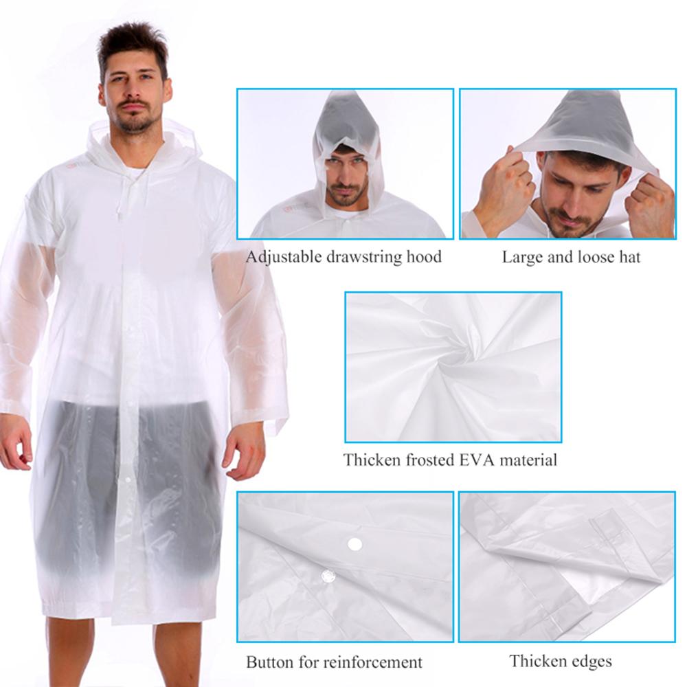 Unisex Lange Waterdichte Regenjas Met Capuchon - Draagbare Regenponcho, Lichtgewicht, Reflecterend, Herbruikbaar