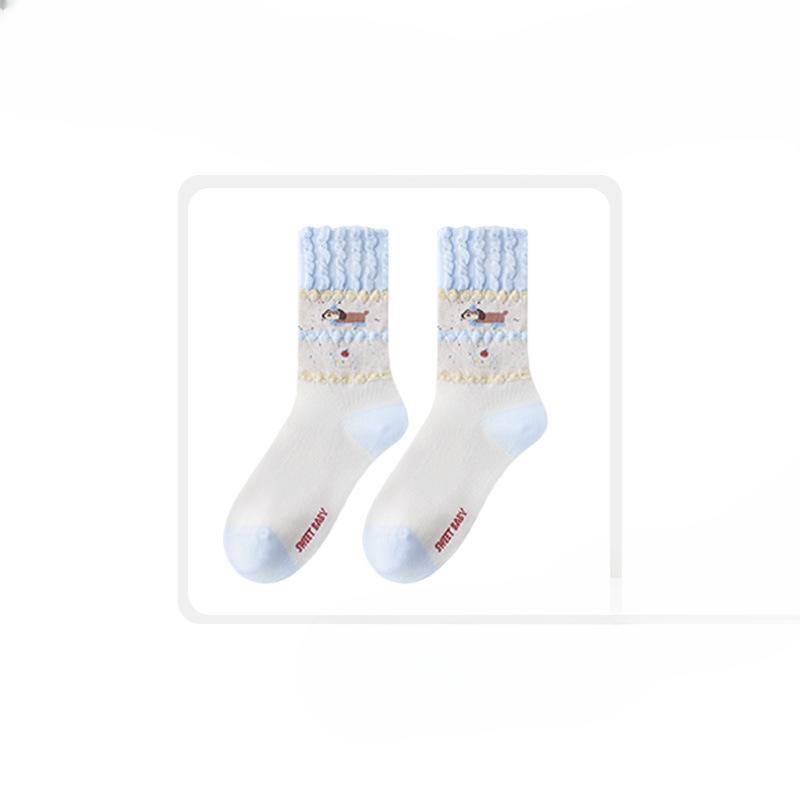 

Женские осенне-зимние новые мультяшные милые хлопковые носки-трубы с кружевом и изображением таксы 1 pair