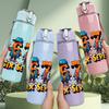 1PC 67 Number With Star Pattern 750ml Color Plastic Sports Water Bottle Leakproof Flip Straw Lid Suitable for Sports Office Home Use