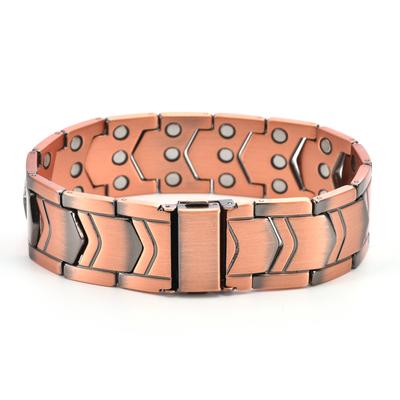 Vintage Red Copper Magnetic Therapy Bracelet for Men Cross Design Negative Ion Fashion Health Bracelet