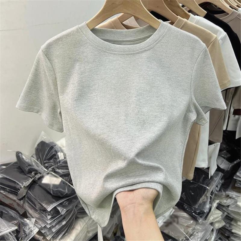 Women's Slim-Fit Pure Cotton Short-Sleeve Round Neck Base Layer T-Shirt