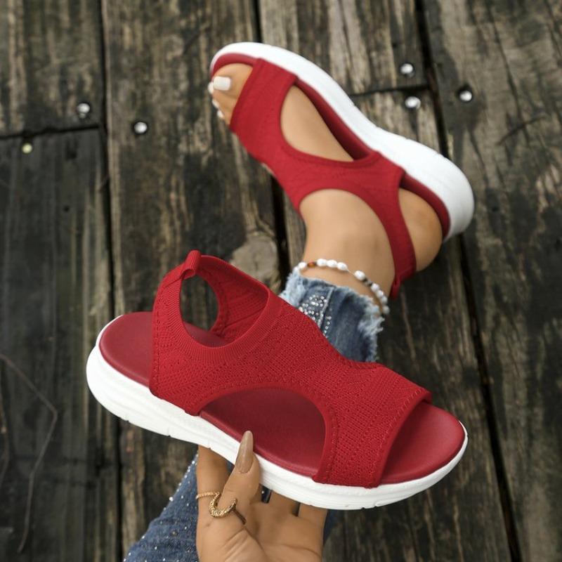 Sandals Women's Autumn and Summer Mesh Thick-soled Foot Cover Fish Mouth Flying Weaving Casual Sports Large-size Women's Shoes