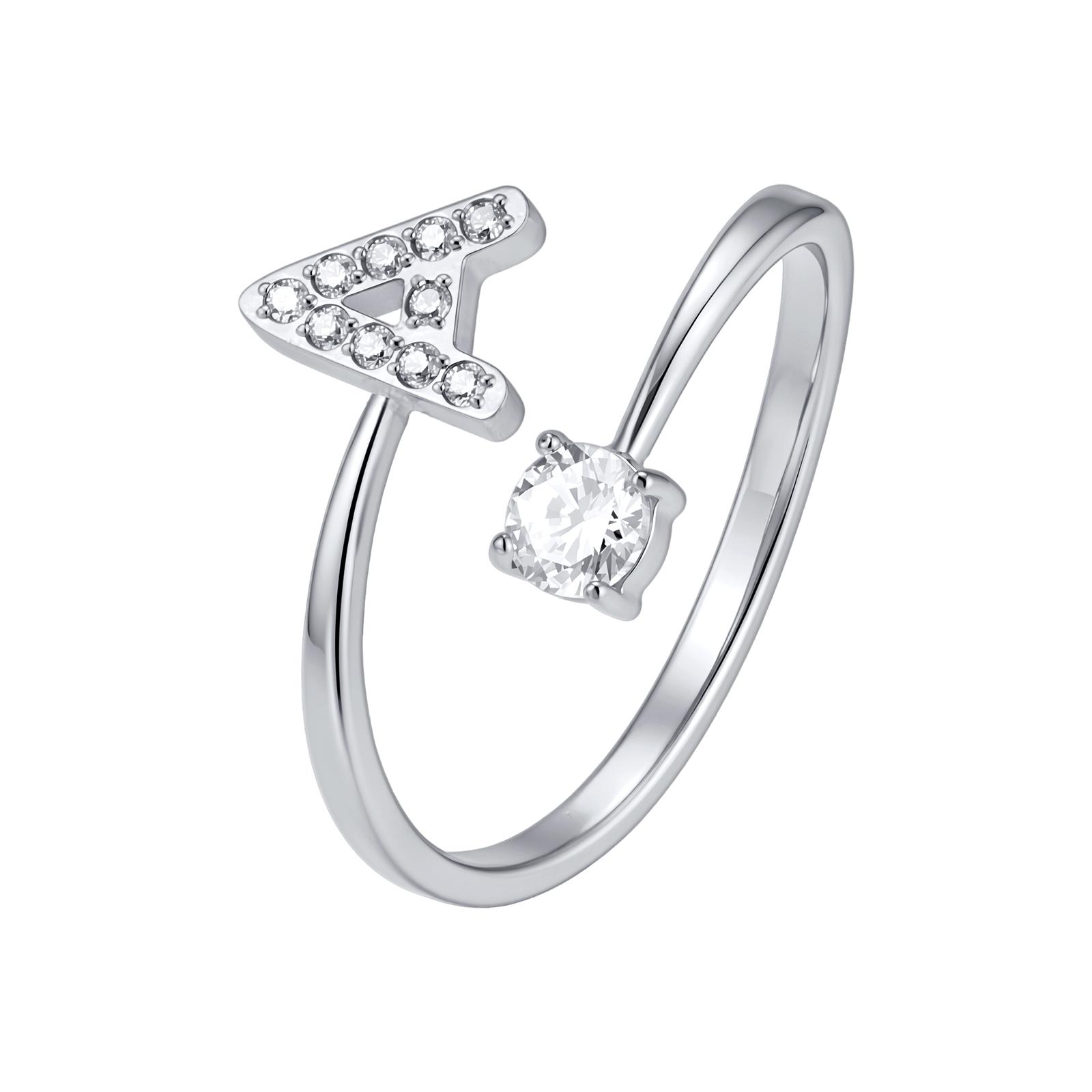 

Dainty Zircon Alphabet A-Z Letter Rings for Women Girls Adjustable Name Initial Female Finger Ring Daily Wedding Jewelry Gift