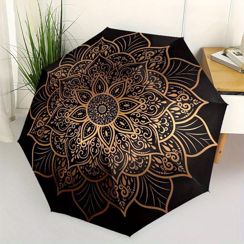 

1pc Golden Mandala Pattern Umbrella with Plastic Handle,Suitable for All Seasons Home Travel Outdoor UmbrellaM1246