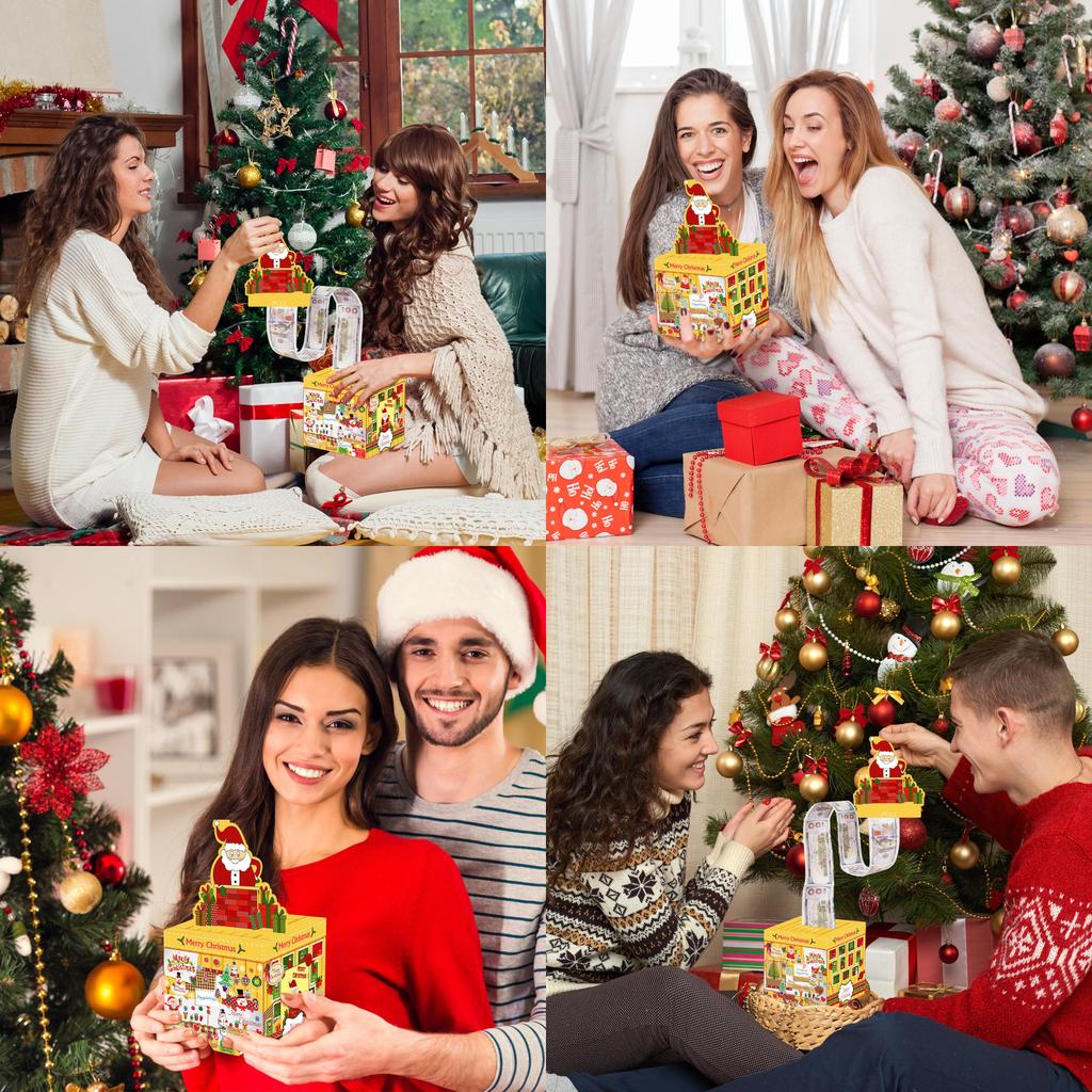 Holiday Santa Gift Box With Coin Slot For Christmas Party Decor And Gift Presentation