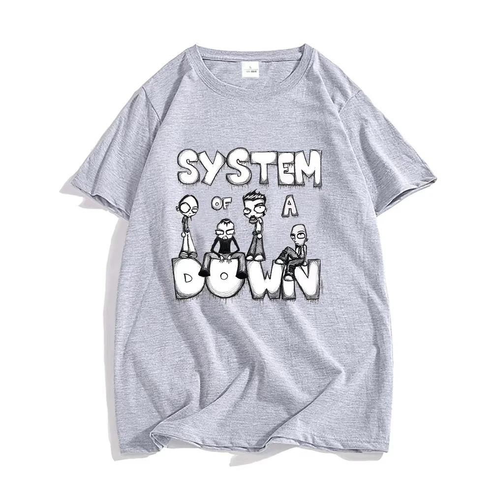 2025 System of A Down Shirts 100% Cotton Summer Tshirt Creative Graphic T Shirt Print Men Streetwear  Retro Band Casual Tees
