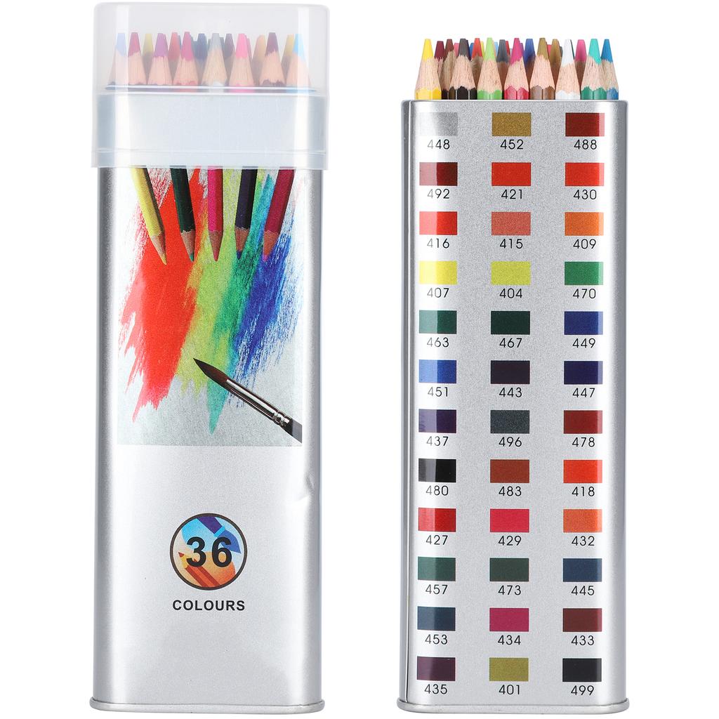36 Stück Buntstifte Wasserlöslich Eisen Eimer Verpackt Mehrfarbig Kinder Malwerkzeuge