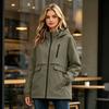 Women's Casual Color Hooded Windbreaker Jacket for Outdoor Hiking and Daily Wear