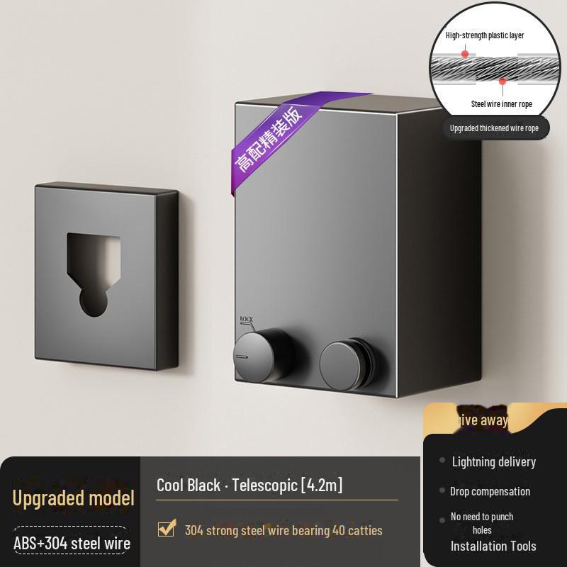 

Выдвижная бельевая веревка из нержавеющей стали для балкона/ванной комнаты Drill/No-Drill Dual Mounting Options