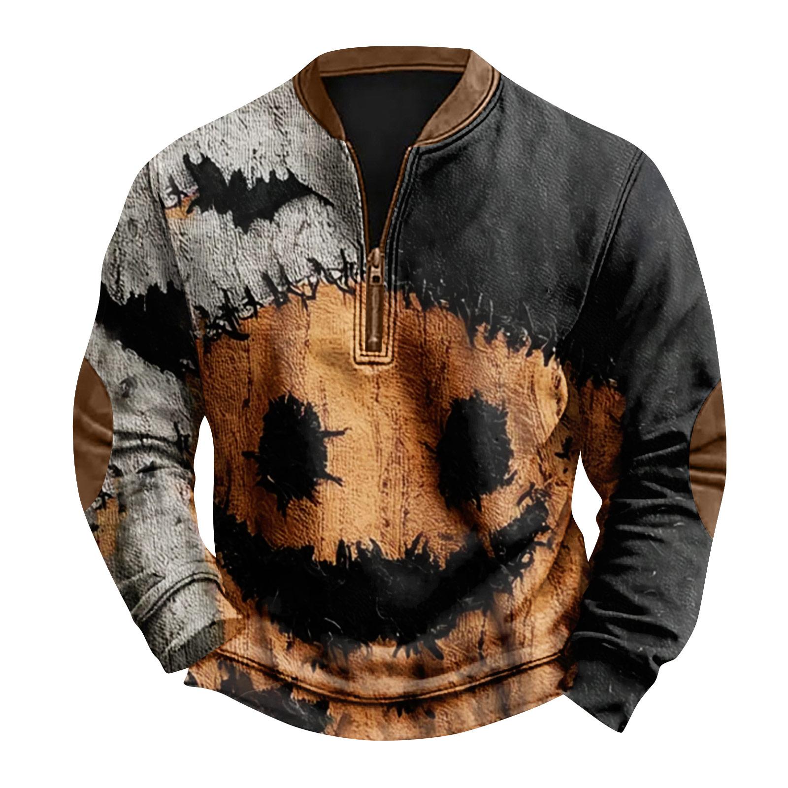 

Мужская повседневная модная рождественская принтованная толстовка без капюшона, широкая мужская свободная толстовка с капюшоном и воротником-стойкой L