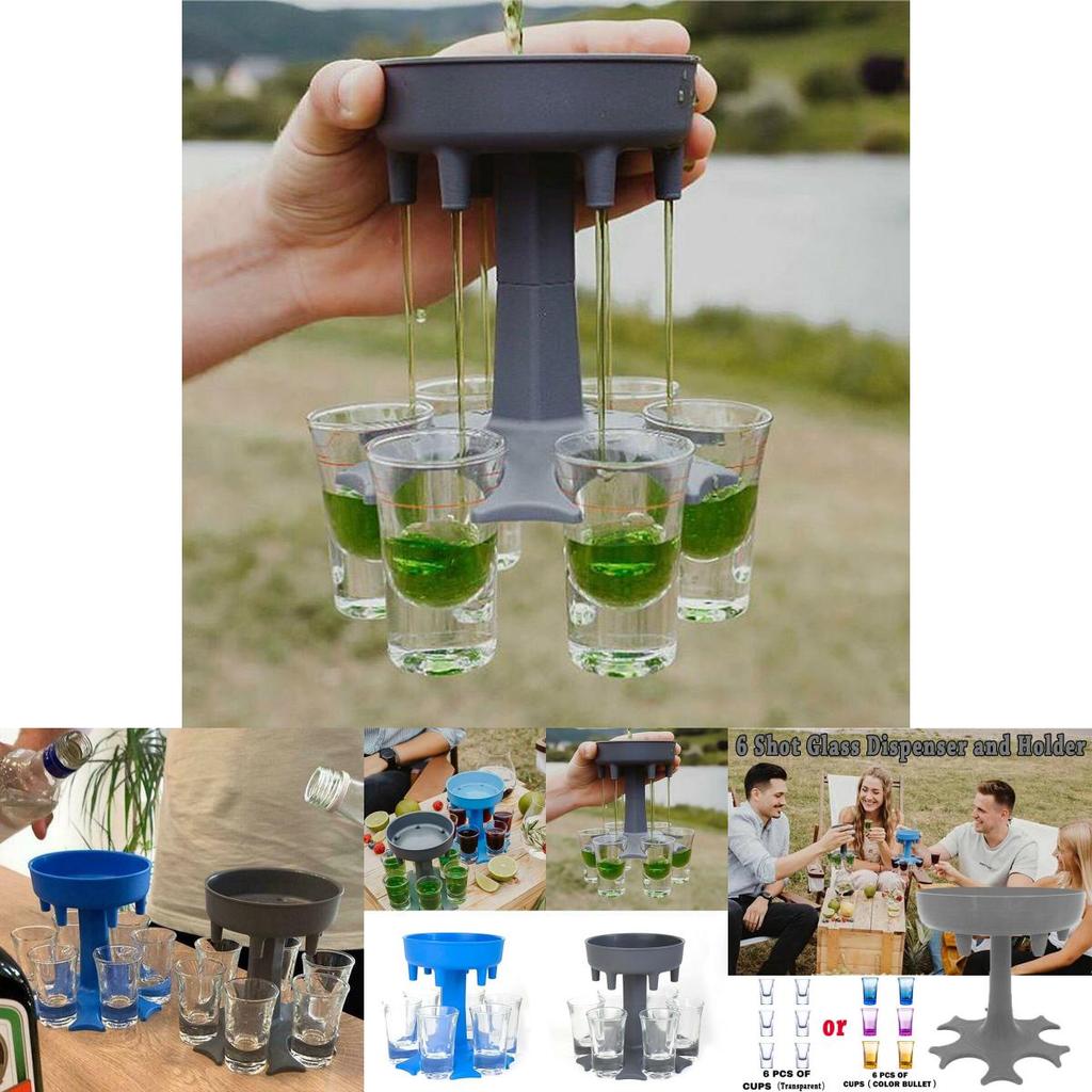 Dispensator și Suport Elegant cu 6 Pahare de Shot pentru Petreceri cu Pahare Colorate