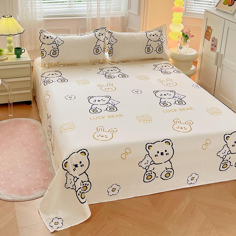 1pc Bed Sheets Cartoon Style Flat Sheet Skin-friendly Bed Linen Home Printed Bedsheet Lençol (No Pillowcase)