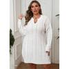 Plus Size Women's V-Neck Cable Knit Sweater Dress Solid Color Autumn Winter Sweater Dress