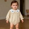 Bestickter Kragen Baby Mädchen Strampler im koreanischen Stil - Frühling/Herbst Mode Langarm Jumpsuit