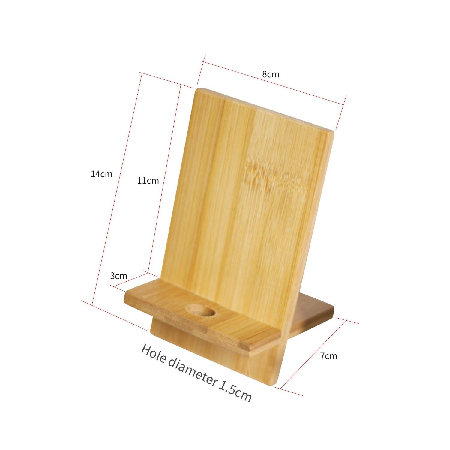 

Bamboo Wooden Phone Tablet Stand Cradle Holder Stand Accessories Desk with Cable Hole
