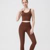 Lulu U-Back Sports Tank & 9-Point Yoga Pants Set with Bare-Feel Push-Up Bra for Women's Fitness