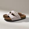 Fashion 2025 women's rhinestone metal buckle sandals with double straps and slip covers, comfortable casual shoes
