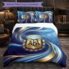 Argentina Football Pattern 3 Pieces Bedding Set Soft Microfiber Duvet Cover with Pillow Cases for Bedroom