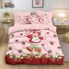 Set Copripiumino con Stampa Ragazza Fragola Rosa da 3 Pezzi, Decorazione Biancheria da Letto per Camera da Letto Multitaglia, Lavabile in Lavatrice