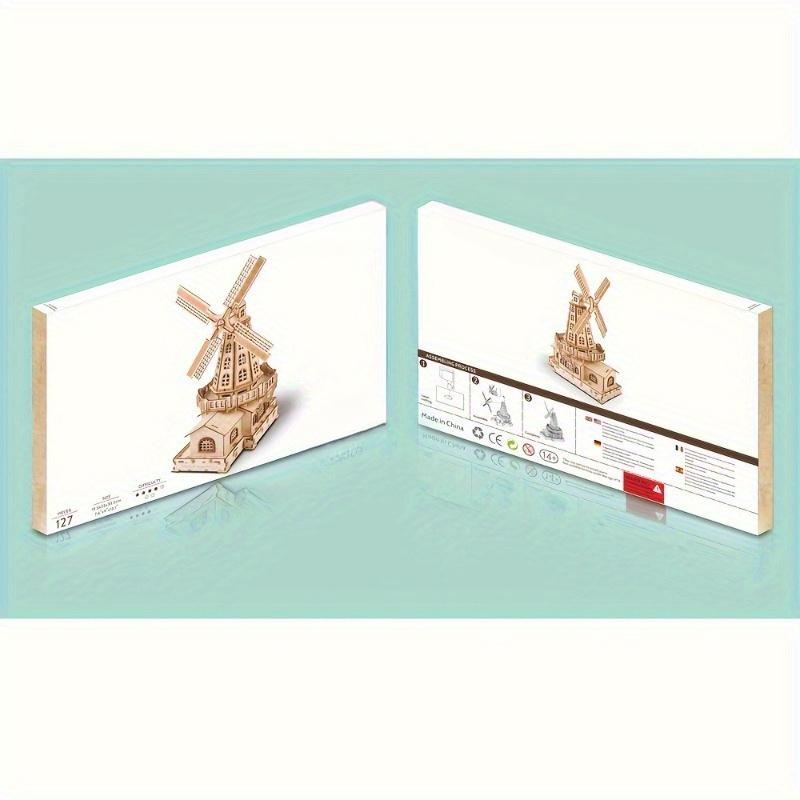 3D Model Kit Wooden Windmill Model Parts DIY Assembly & Decorative Piece - Ideal Creative Present